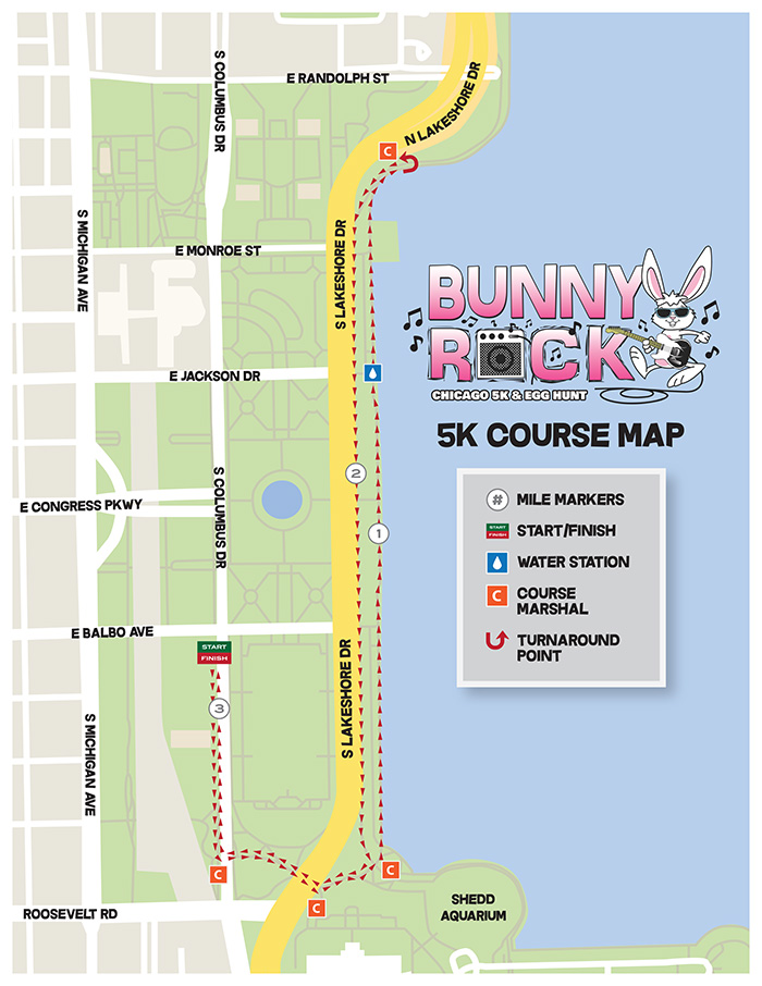 Bunny Rock Chicago 5K Course Map » Bunny Rock Chicago 5K and Egg Hunt